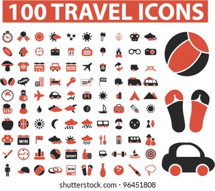 Juego de 100 iconos de viaje, vector