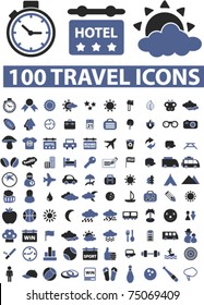 100 travel icons & signs, vector