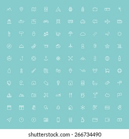 100 travel minimal line icons