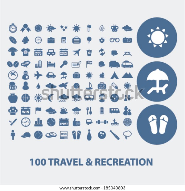 100 travel &\
recreation icons