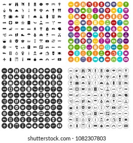100 travel time icons set vector in 4 variant for any web design isolated on white