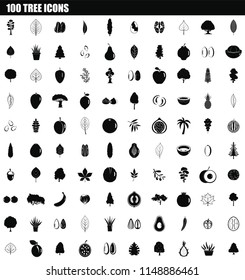 100 tree icon set. Simple set of 100 tree vector icons for web design isolated on white background