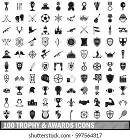 100 trophy and awards icons set in simple style for any design vector illustration