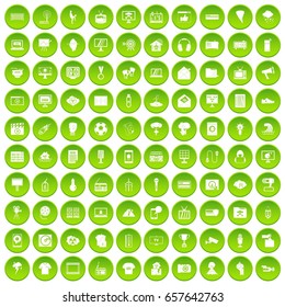100 trophy and awards icons set green circle isolated on white background vector illustration