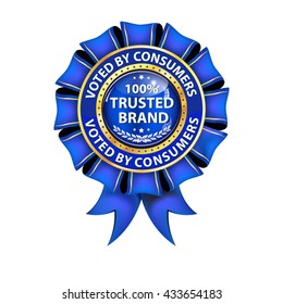 100% trusted brand. Voted by consumers - elegant blue award ribbon