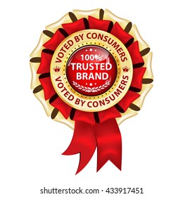 100% trusted brand. Voted by consumers - elegant red award ribbon