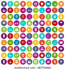 100 t-shirt icons set in different colors circle isolated vector illustration