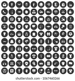 100 t-shirt icons set in simple style white on black circle color isolated on white background vector illustration