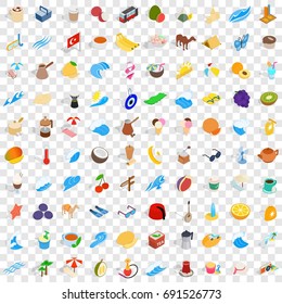 100 turkey icons set in isometric 3d style for any design vector illustration