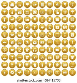 100 TV icons set gold