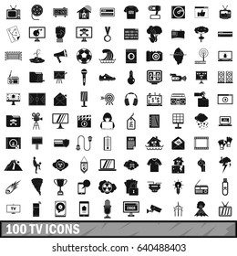 100 TV icons set in simple style for any design vector illustration