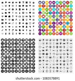 100 TV icons set vector in 4 variant for any web design isolated on white