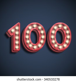 '100' typography, vector