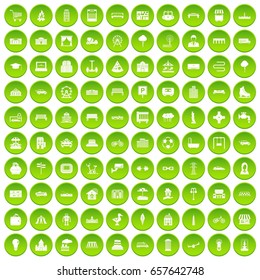 100 umbrella icons set green circle isolated on white background vector illustration
