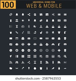 100 Universal Icon Set for Design