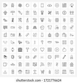 100 universelle Symbole Pixel perfekte Symbole von smart; automatisch; Gewichte; sonnig; Sommervektorgrafik