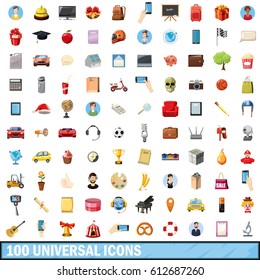 100 universal icons set in cartoon style for any design vector illustration