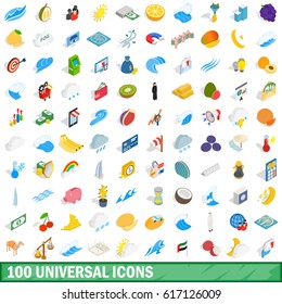 100 universal icons set in isometric 3d style for any design vector illustration