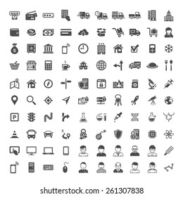 100 Universal Icons. Simplus series. Each icon is a single object