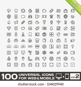 100 Universal Icons For Web and Mobile volume 2
