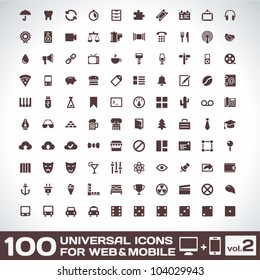 100 Universal Icons For Web and Mobile volume 2