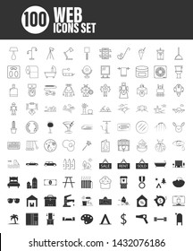 100 Universal Outline Icons For Web and Mobile