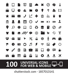 100 Universal Outline Icons For Web and Mobile