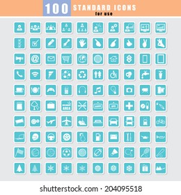 100 Universal Standard Icons vector