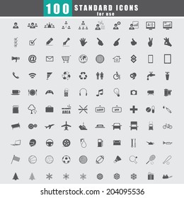 100 Universal Standard Icons vector