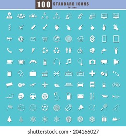 100 Universal Standard Icons vector