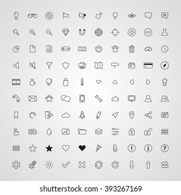 100 universal thin line icon set. outline signs for general use in web and mobile