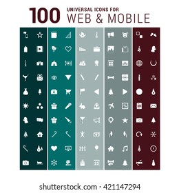 100 universal web and mobile icons set.