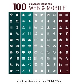 100 universal web and mobile icons set.