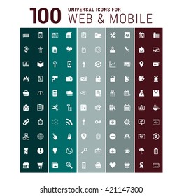 100 universal web and mobile icons set.
