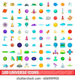 100 universe icons set in cartoon style for any design vector illustration