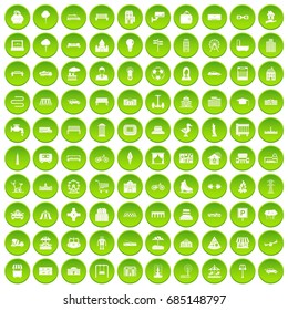100 urban icons set green