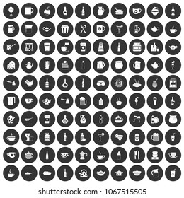 100 utensil icons set in simple style white on black circle color isolated on white background vector illustration
