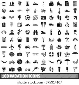 100 vacation icons set in simple style for any design vector illustration