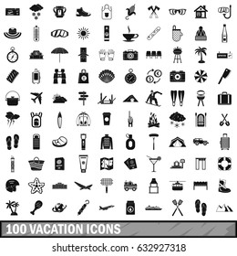 100 vacation icons set in simple style for any design vector illustration