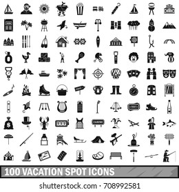 100 vacation spot icons set in simple style for any design vector illustration