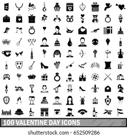 100 valentine day icons set in simple style for any design vector illustration