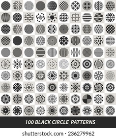 100 variety black circle patterns