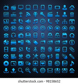 100 vector blue icons