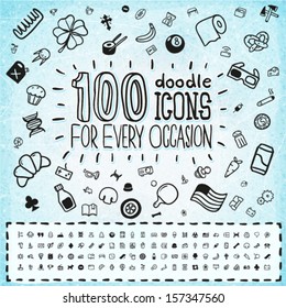 100 Vector Doodle Icons Universal Set