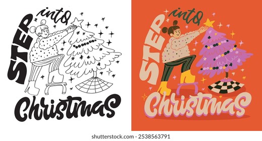 100% vector hand drawn doodle file. Beautiful hand drawn lettering quote about winter holidays. Lettering for t-shirt design, mug print, bag print, clothes fashion. 