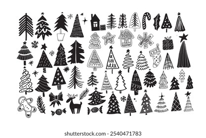 100% vector hand drawn doodle file. Hand drawn pattern background with christmas tree. Pattern for t-shirt design, mug print, bag print, clothes fashion. 