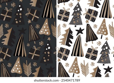 100% vector hand drawn doodle file. Hand drawn pattern background with christmas tree. Pattern for t-shirt design, mug print, bag print, clothes fashion. 