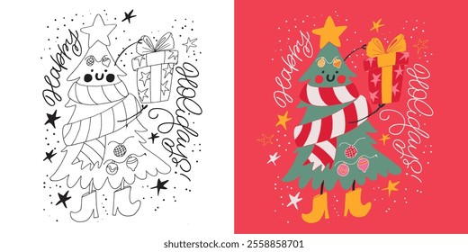 100% vector hand drawn doodle file. Beautiful hand drawn lettering quote about winter holidays. Lettering for t-shirt design, mug print, bag print, clothes fashion.