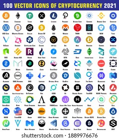 100 vector icons of Cryptocurrency 2021