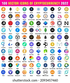 100 vector icons of Cryptocurrency 2022